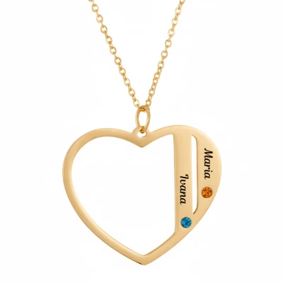 Колие с висулка сърце с две имена
