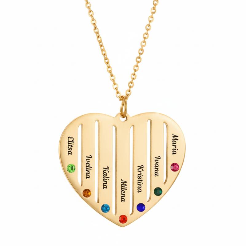 Колие с висулка сърце със седем имена