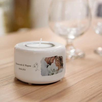 Персонализиран керамичен свещник - Годишнина