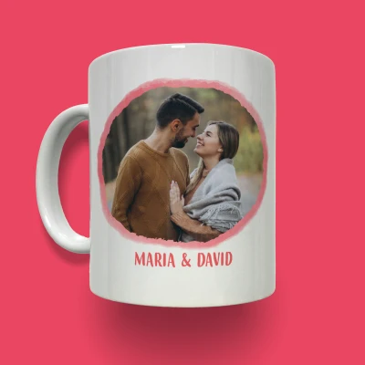 Персонализирана чаша - Водни бои букви и снимка