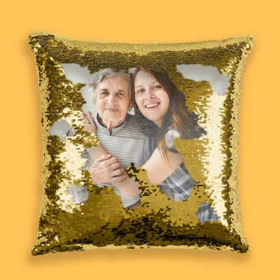 Персонализирана възглавница с пайети - Цветно