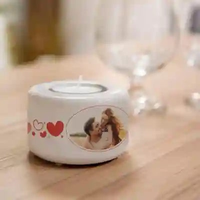 Персонализирана керамична поставка за свещи - Love