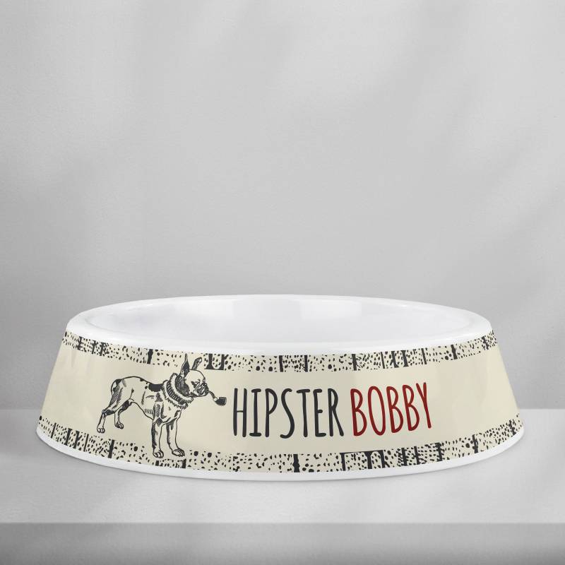 Персонализирана пластмасова купичка за кучета - Хипстър