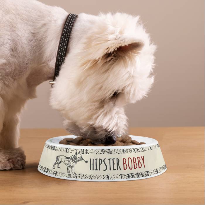 Персонализирана пластмасова купичка за кучета - Хипстър