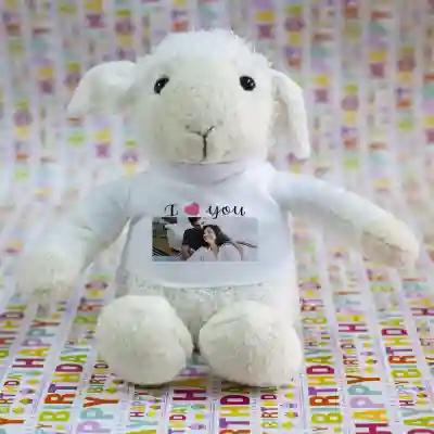 Овце Персонализирана плюшена играчка Обичам те с изображение